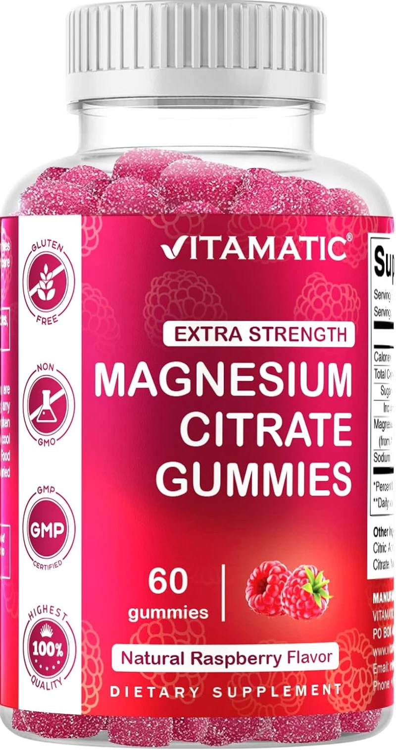 Extra Strength Magnesium Gummies 255 Mg (Elemental Mg) per Serving - 60 Vegan Gu