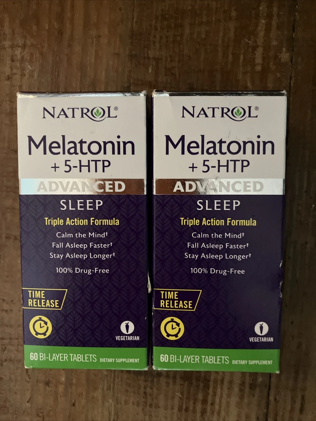 Natrol Melatonin + 5-HTP Advanced Sleep 120 Bi-Layer Tablets, 2 Boxes