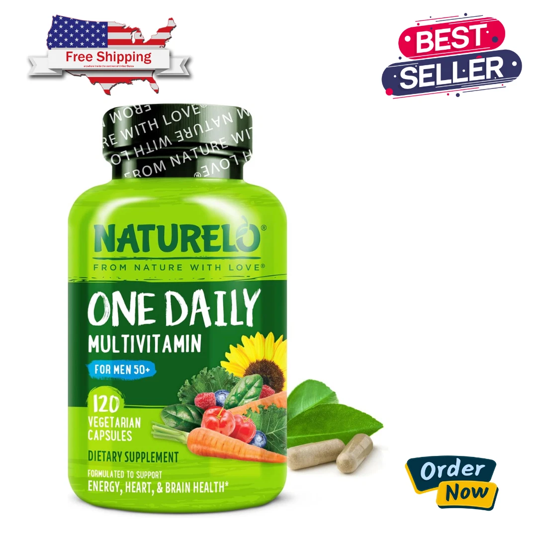 NATURELO Men's Multivitamin 50+ - One Daily - Energy & Health Support - 120 Caps