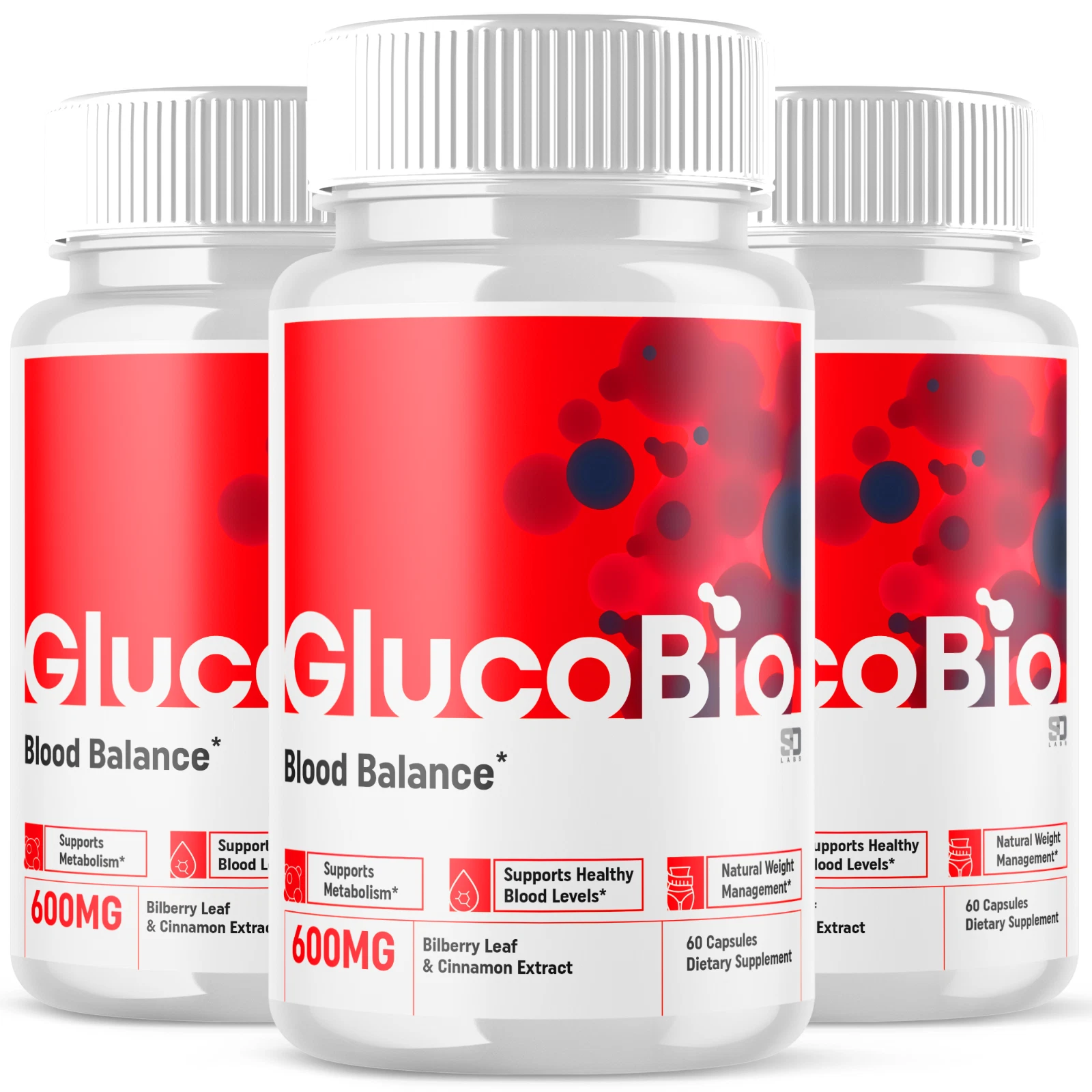 GlucoBio Advanced Blood Support Supplement 3 Pack