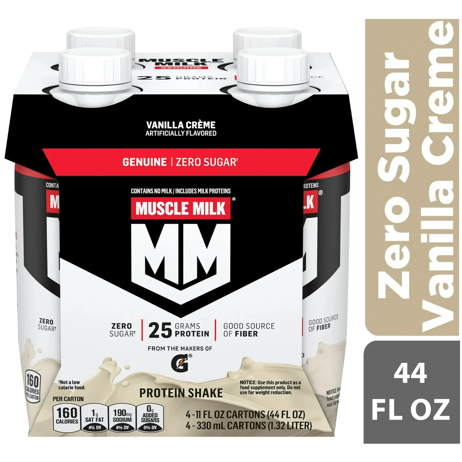 Muscle Milk Genuine Protein Shake, Vanilla Creme, 11 fl oz Carton 4 Pk FREESHIP.