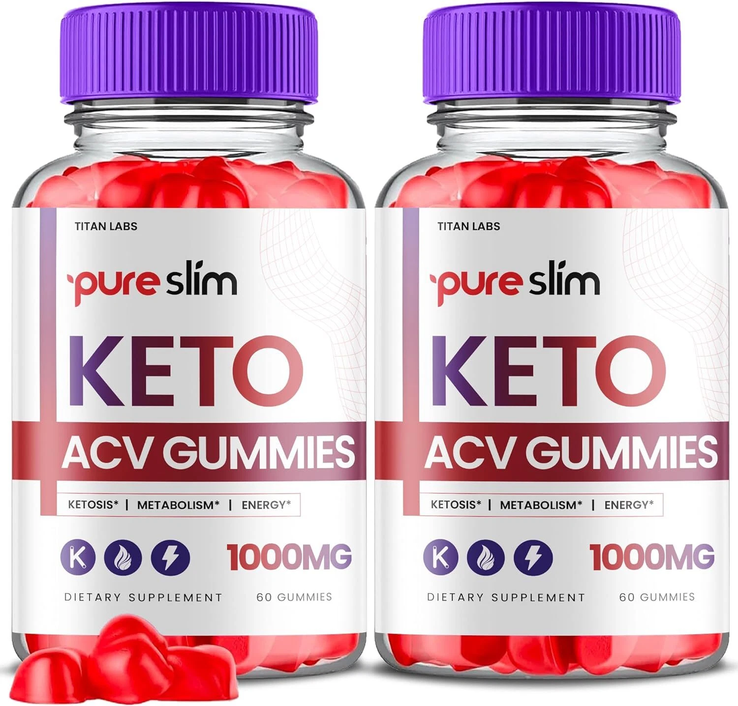 (2 Pack) Pure Slim Keto Gummies, Pureslim Keto ACV Weight Loss (120 Gummies)