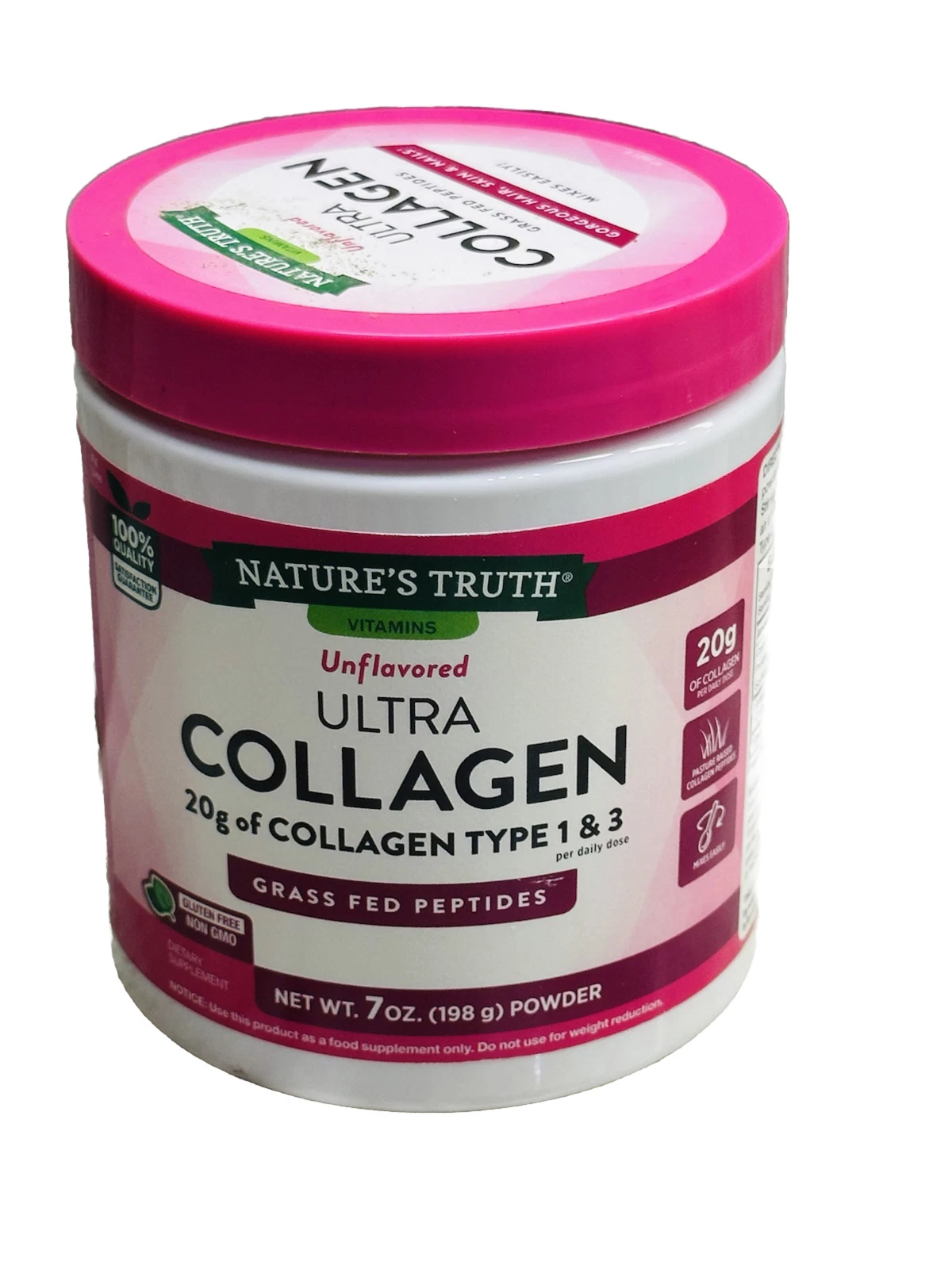 Nature's Truth Unflavored Ultra Collagen GRASS FED Peptides 7 Oz. Gluten Free