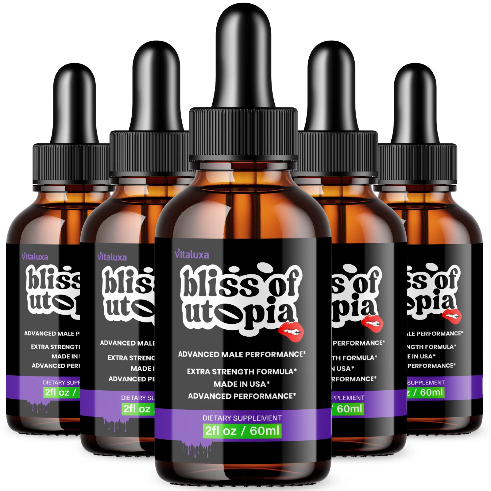(5 Pack) Bliss of Utopia Drops for Men, Advanced Health Support Formula (10 oz)
