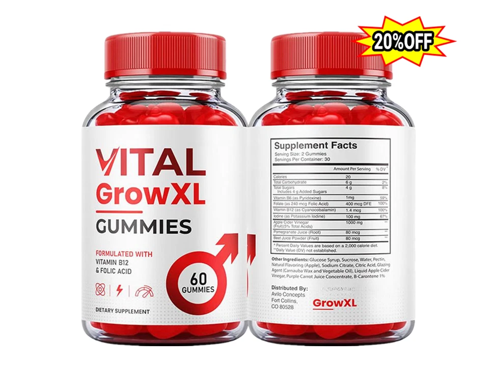 Vital Grow XL Gummies For Men, Vital Grow XL Maximum Strength Formula 60 Count.