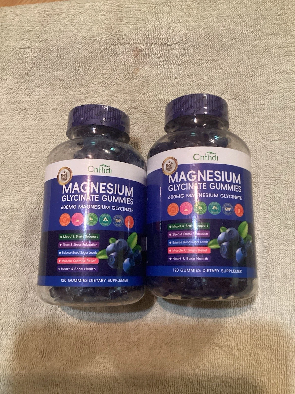 Lot Of 2 Cnthdi ~ Magnesium Glycinate Gummies ~ 600mg ~ 120 In Each ~ 12/2026