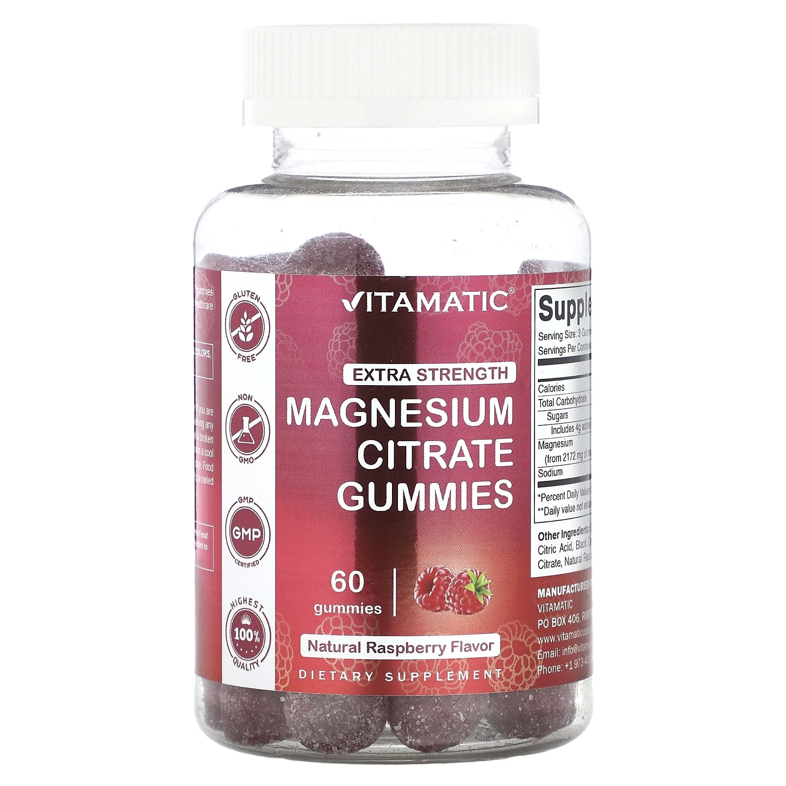 Magnesium Citrate Gummies, Natural Raspberry, 60 Gummies