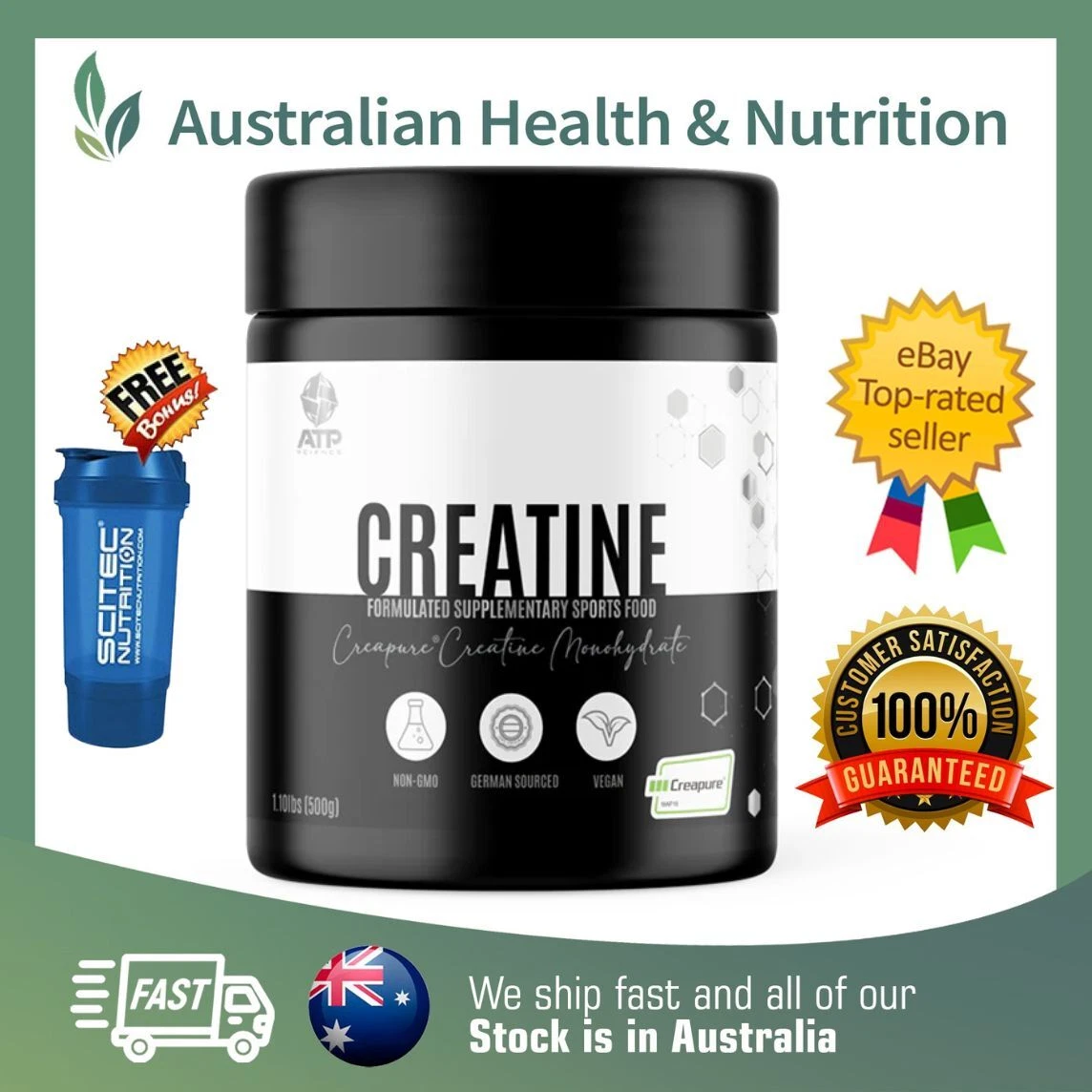 ATP SCIENCE CREATINE 500GM CREAPURE + FREE SAME DAY SHIPPING & SHAKER