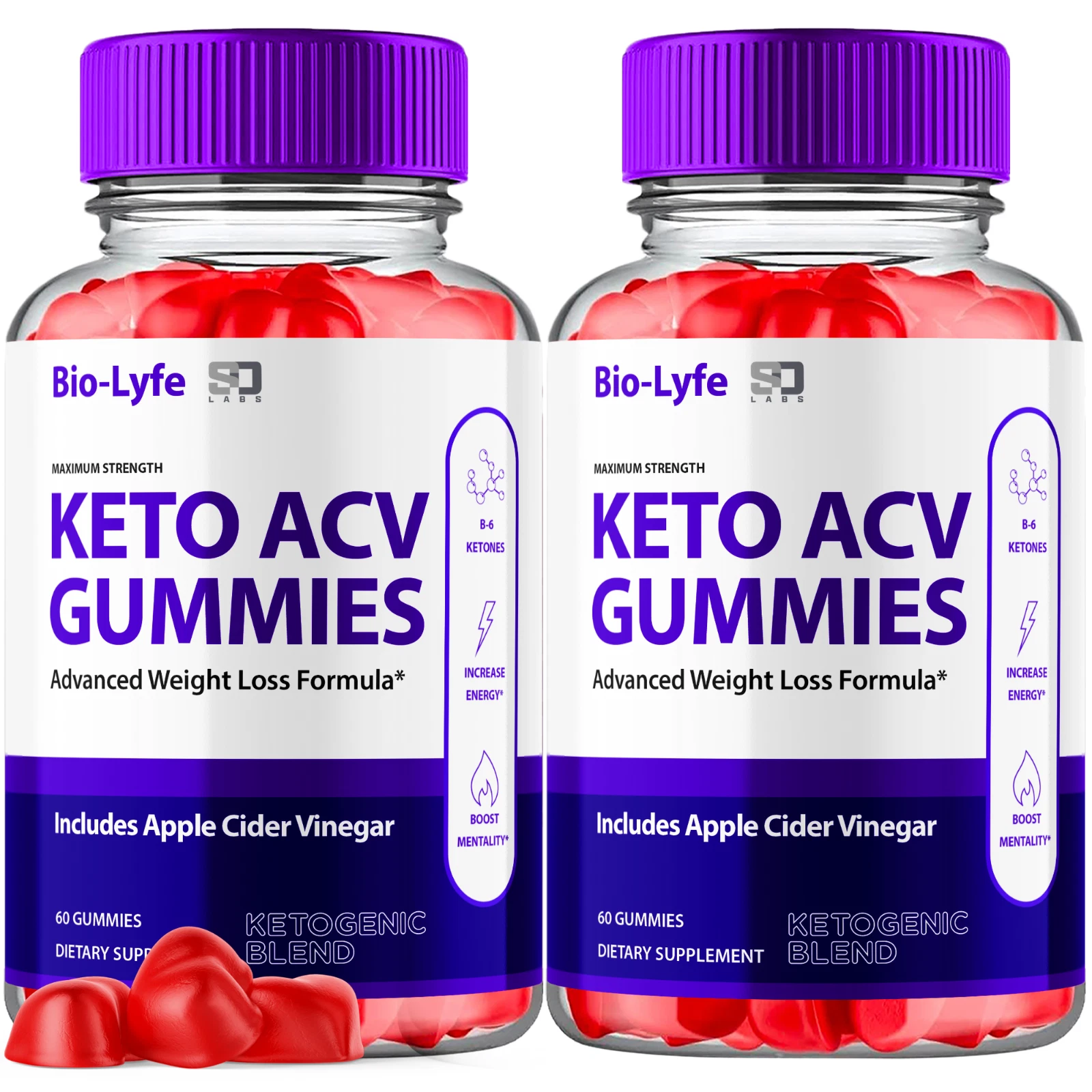 Bio Lyfe Biolyfe Keto ACV Gummies 1000MG Apple Cider Vinegar 120 Gummies 2 Pack