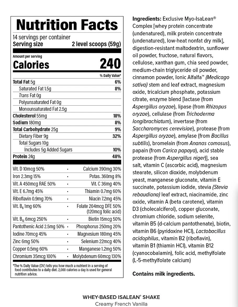 Isagenix Isalean shake Creamy French Vanilla 29.1 Oz Exp 10/26 Free Shipping