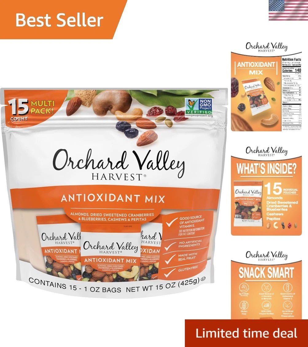 On-the-Go Antioxidant Mix - 15 Non-GMO 1 Ounce Snack Packs for Healthy Living