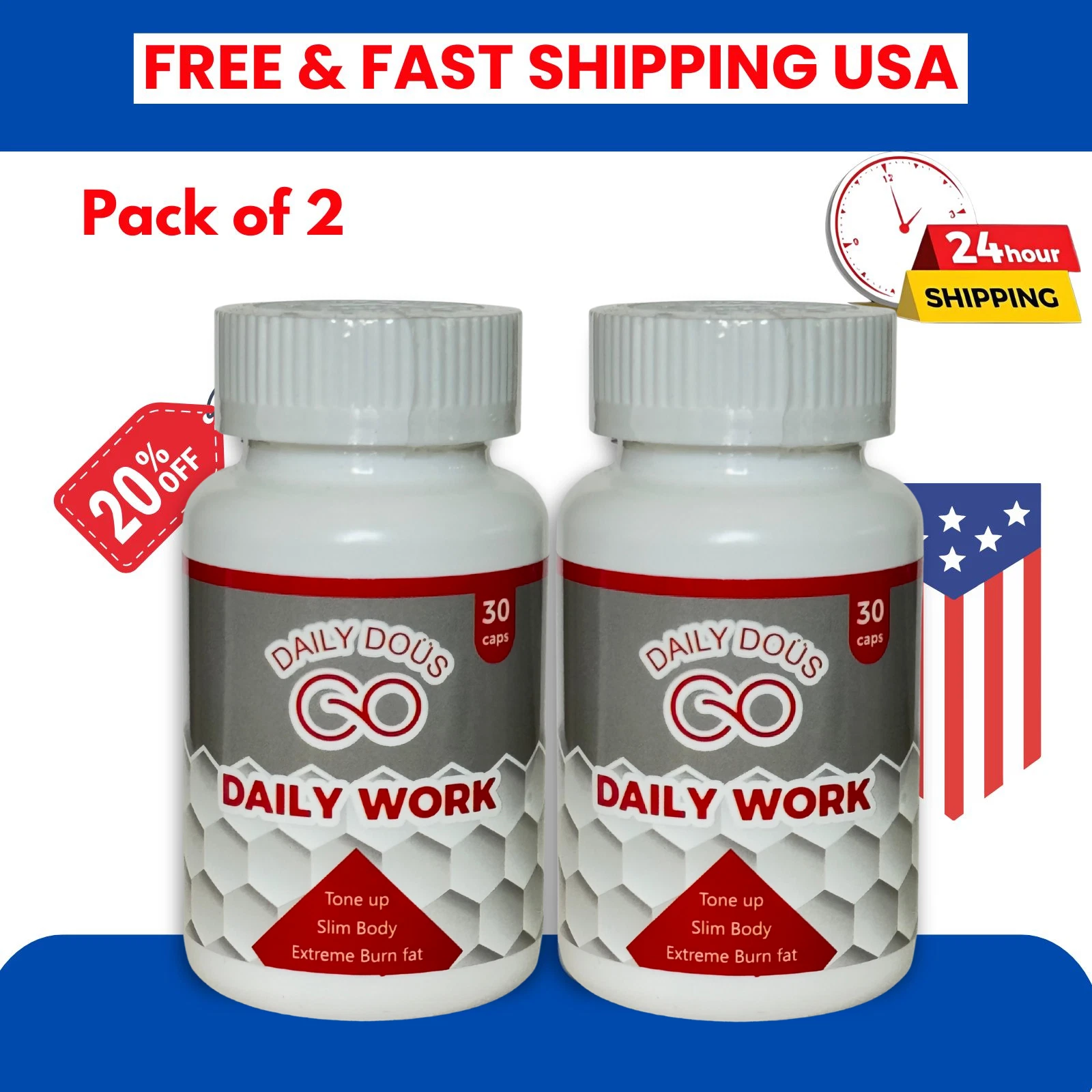 Daily Work Pills *** Brand New and Sealed *** by Daily Dous / Skinny 365 - USA.