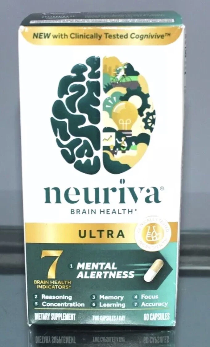 Neuriva Ultra Brain Health Memory Supplement, 60 Capsules Exp 03/26