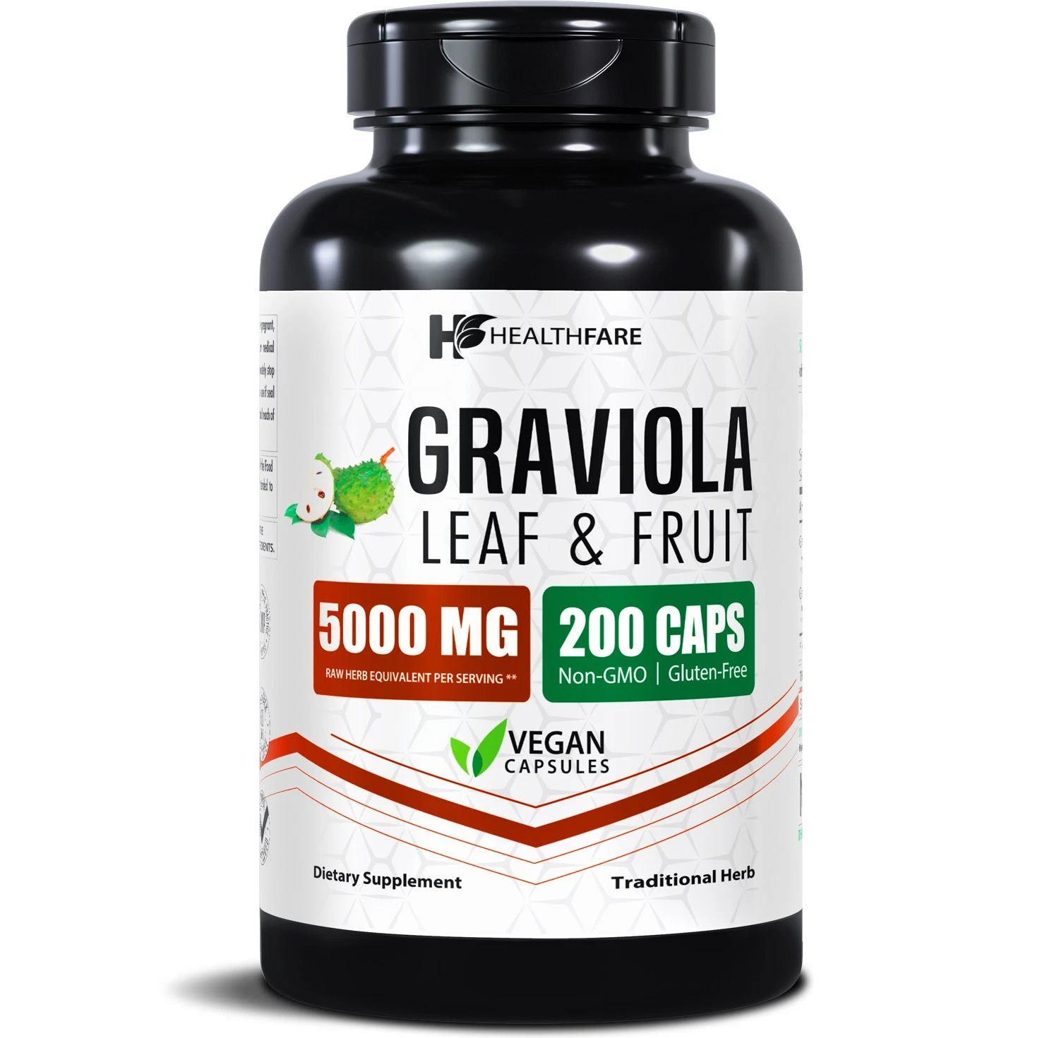Graviola Capsules Leaf and Fruit Extract 5000mg | 200 Capsules | High Potency