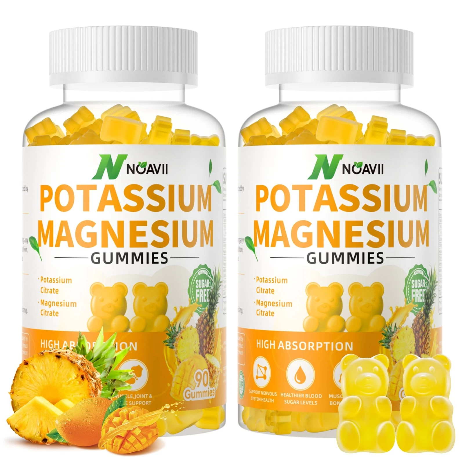 Potassium Magnesium Gummies, New Formula Calm 90 Count (Pack of 2)