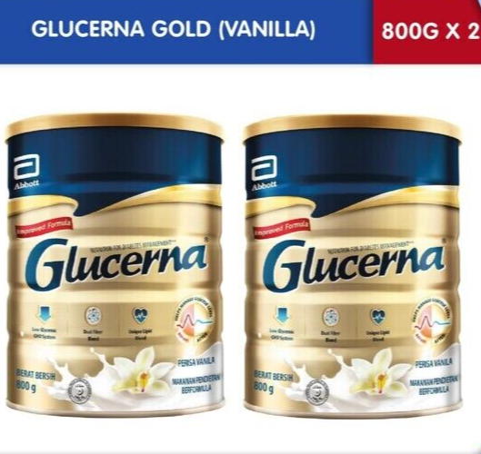 2x GLUCERNA Triple Care Diabetic Milk Powder Vanilla 800g FREE SHIPPING
