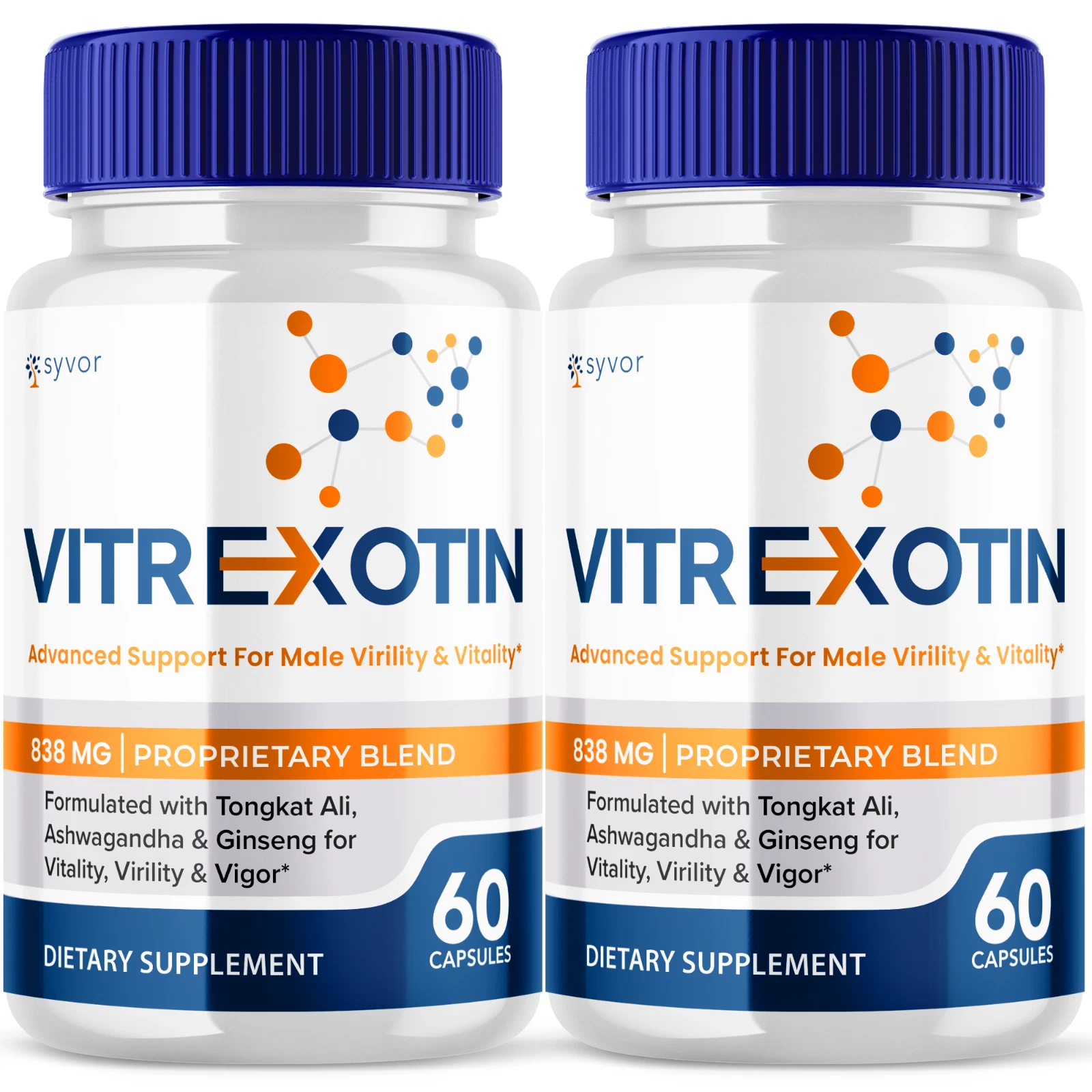 Vitrexotin Male Pills Advanced Vitality Support Formula Supplement, 120 Capsules