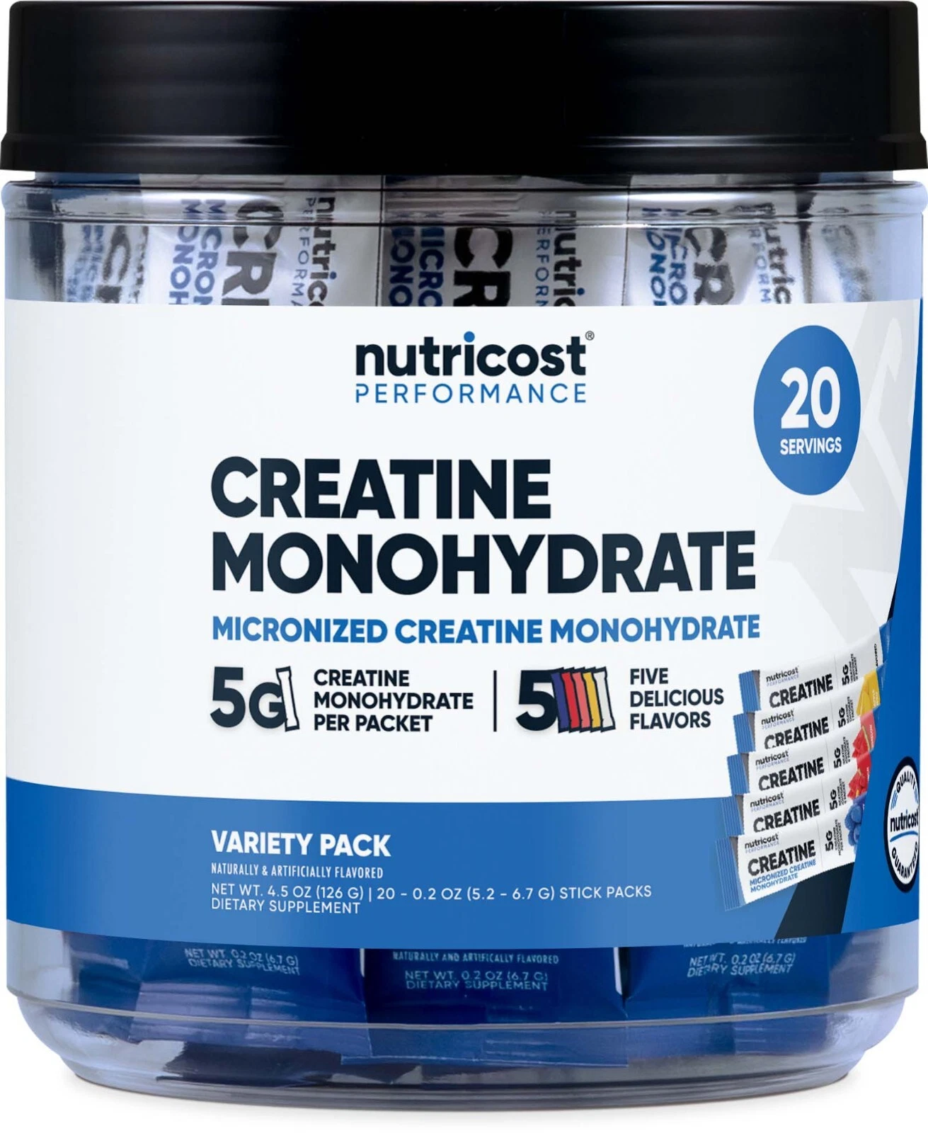 Nutricost Creatine Monohydrate Powder Variety Stickpack (5 Flavors, 20 Servings)