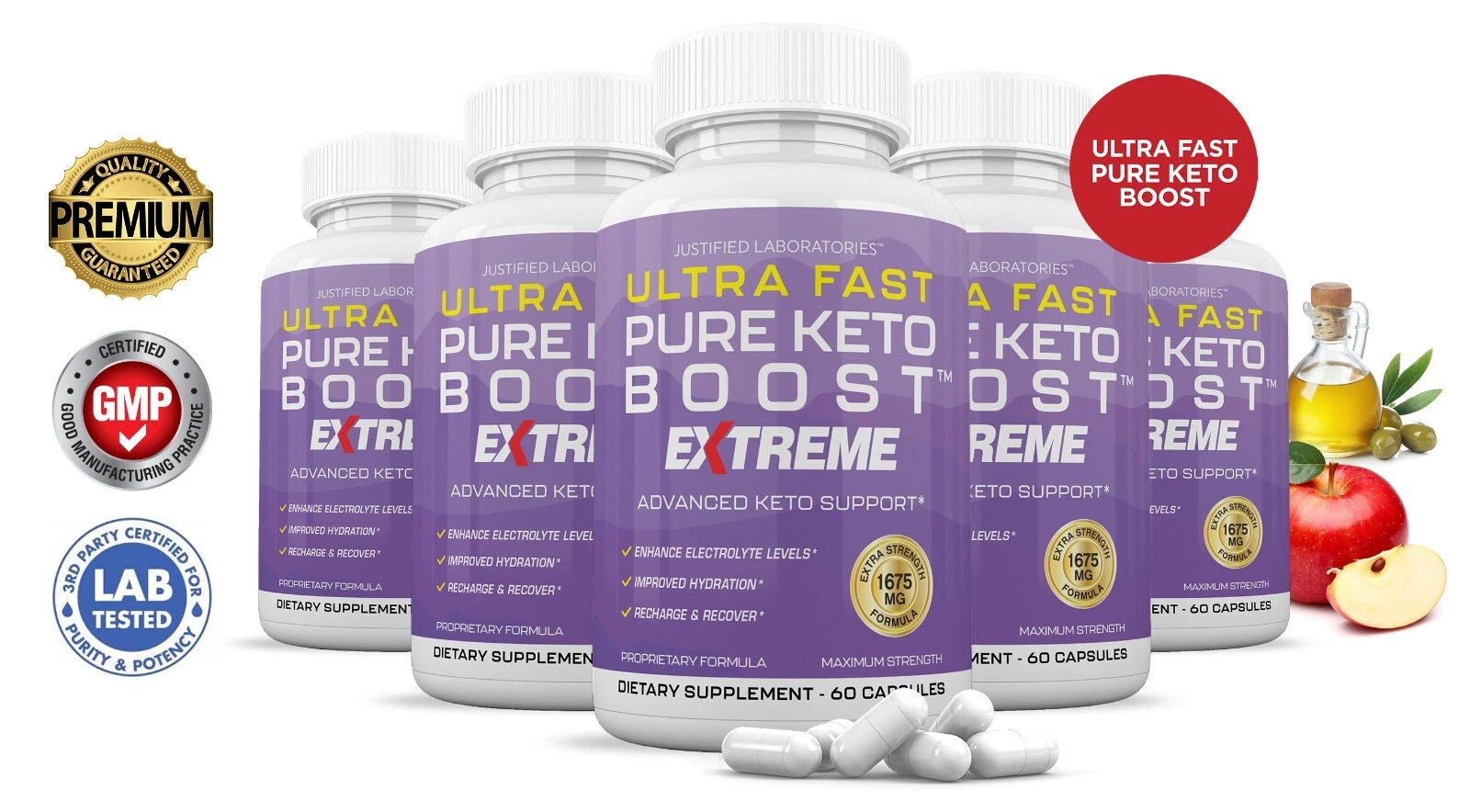 Ultra Fast Pure Keto 1500 Keto ACV Pills Extrme 1675MG New Improved Formula 5 Pk
