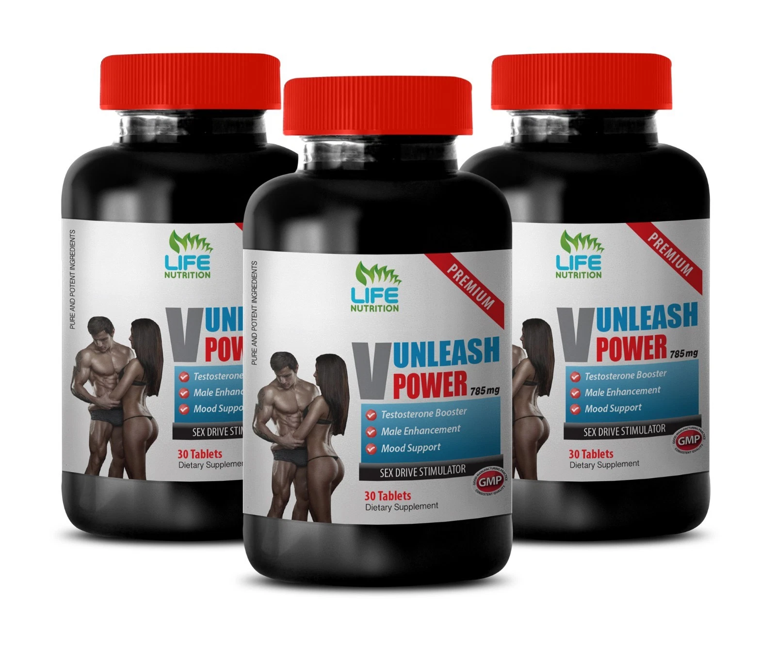 enhancement pills - Unleash "V" Power 785mg 3 Bottles - testosterone boosting