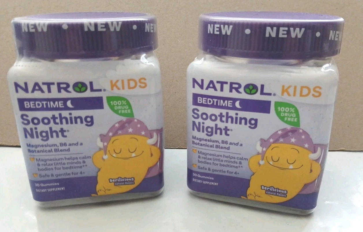 LOT 2 Natrol Kids Bedtime Soothing Night Safe & Gentle for 4+ - 30 Gummies each