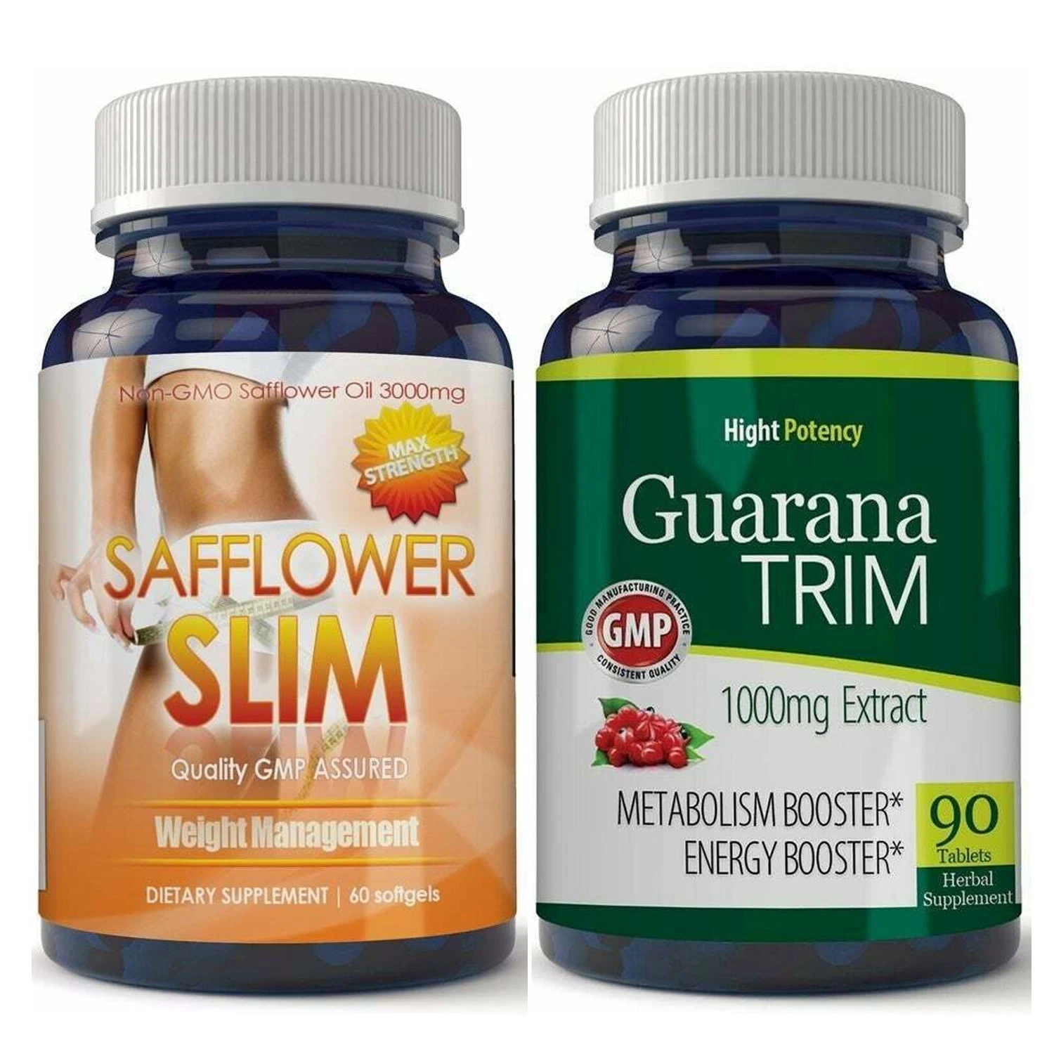Safflower Oil Weight Loss Supplements & Guarana Trim Metabolism Booster Pills
