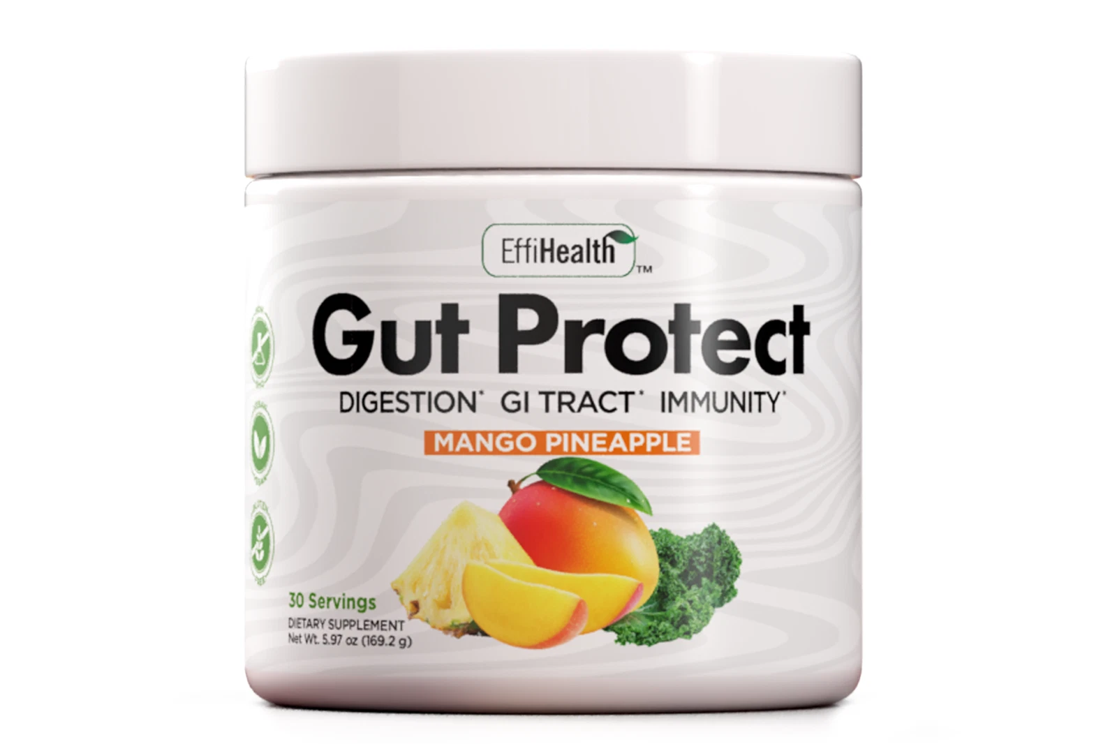 GutProtect - Super Greens Powder with Probiotics, Prebiotics - Mango, Pineapple