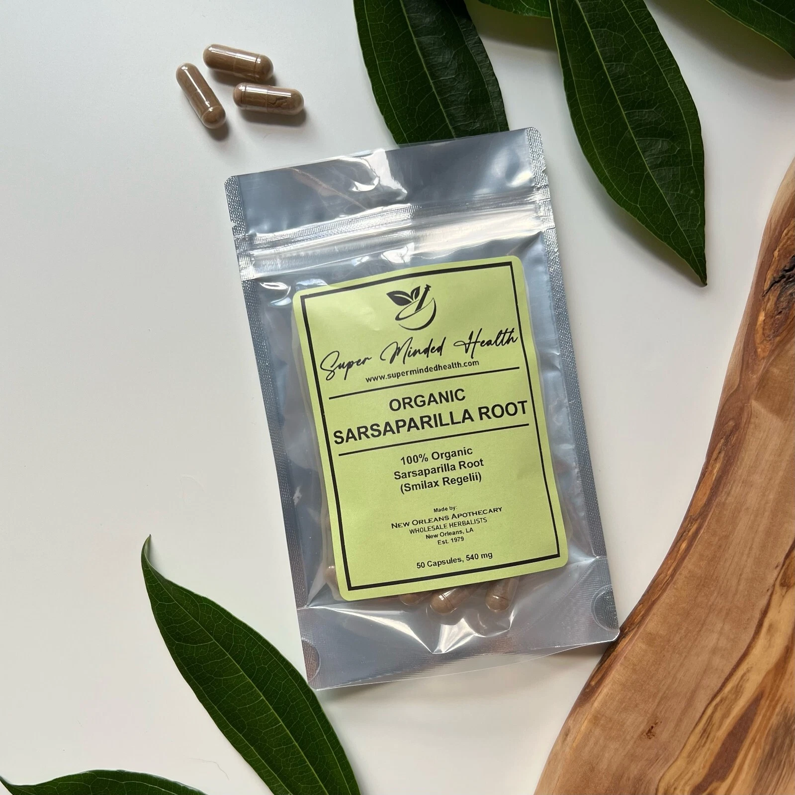 Sarsaparilla Root Capsules Organic 540mg Sebi Detox Blood Purifier Wellness