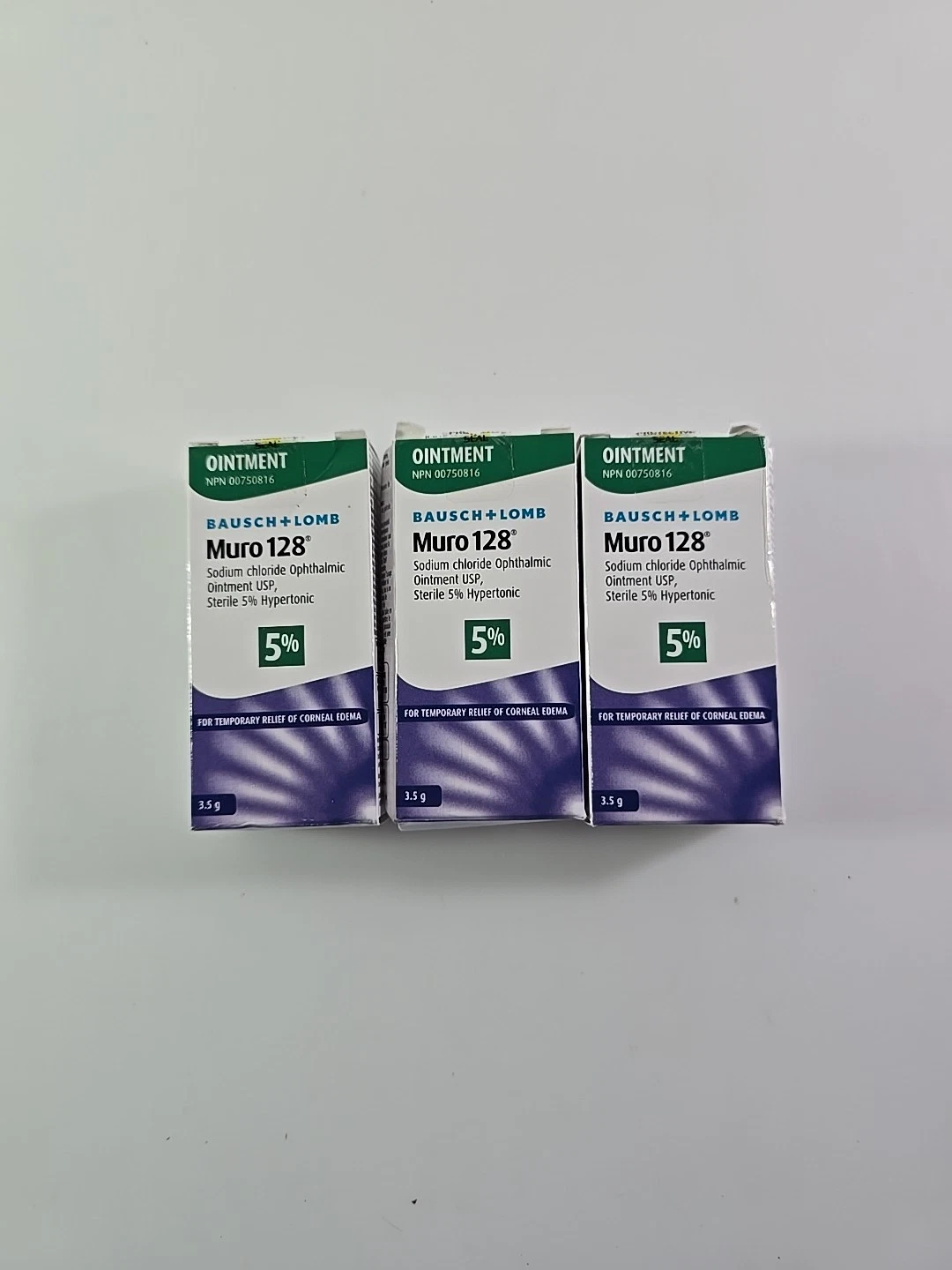 3 X Bausch and Lomb Muro 128 - 5% Ointment, 0.12 Ounce / 3.5g EA. - EXP 06/2026