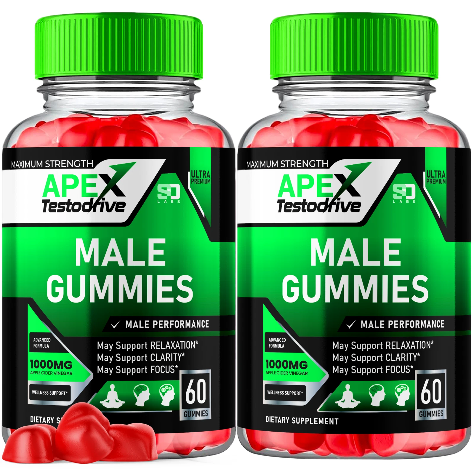 (2 Pack) Apex Testodrive Male Gummies, Apex Testo Drive for Men (120 Gummies)