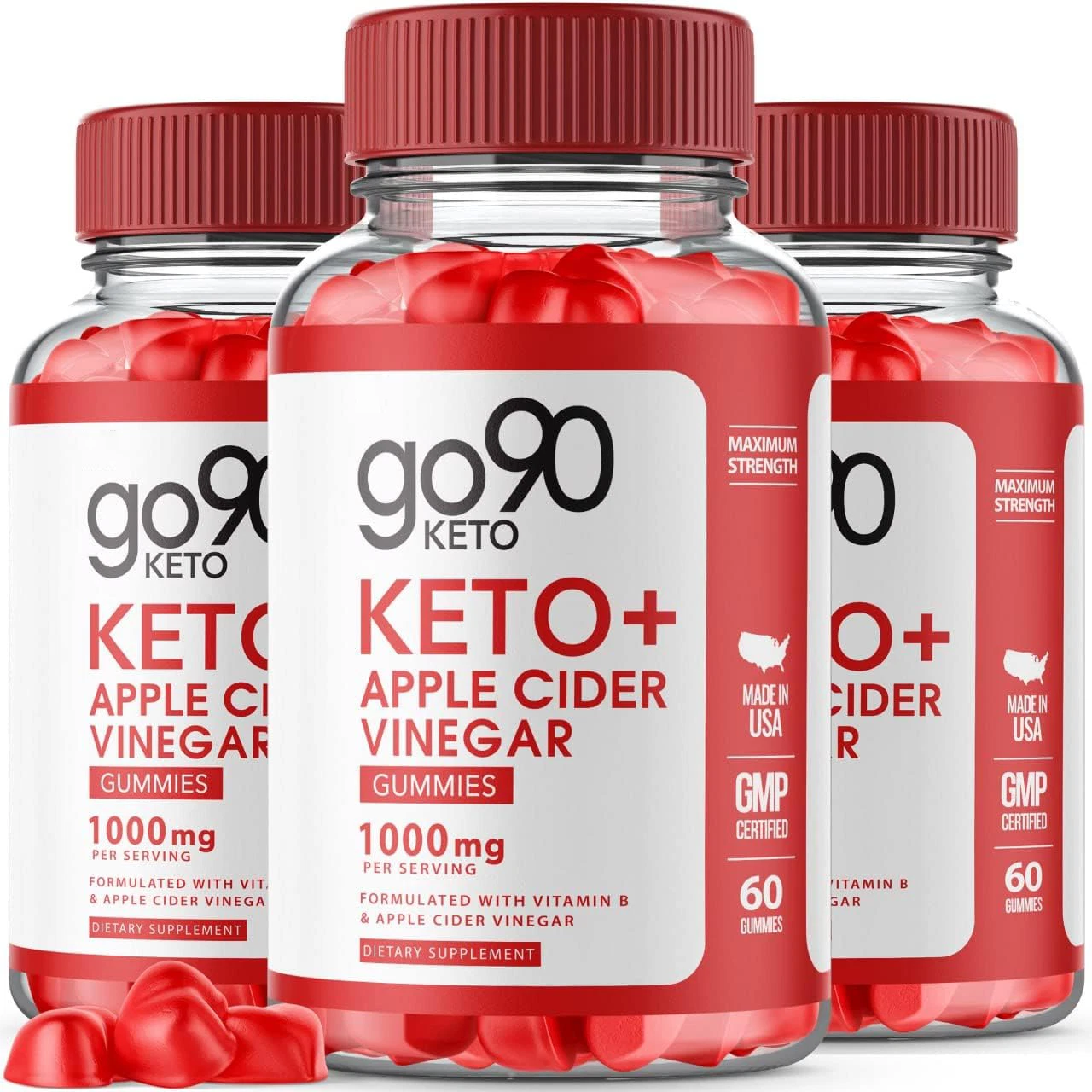 (3 Pack) Go90 Keto ACV Gummies - Vegan, Weight Loss Supplement - 180 Gummies