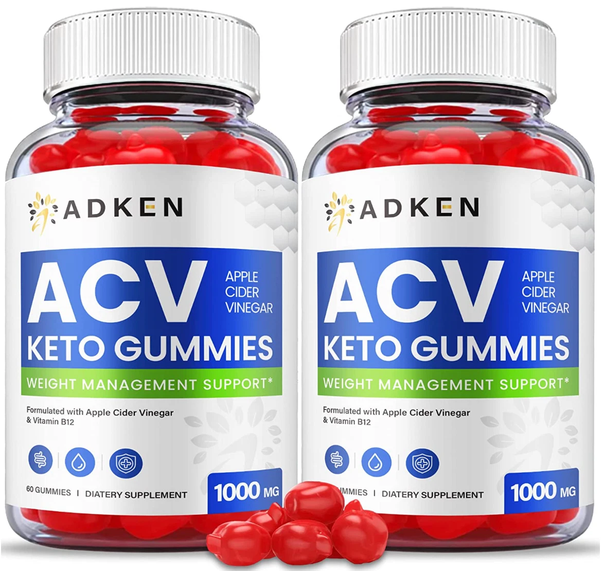 (2 Pack) Adken Keto Gummies - Adken Keto ACV Gummies For Weight Loss - 120 Gums