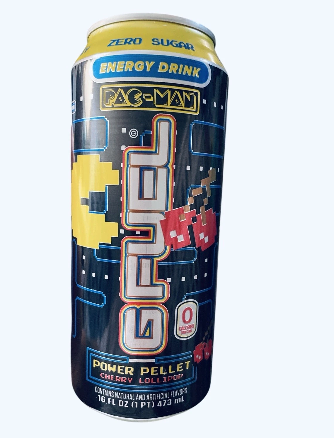 Limited Edition PAC MAN x GFUEL Power Pellet 16oz Can Cherry Lollipop NEW SEALED