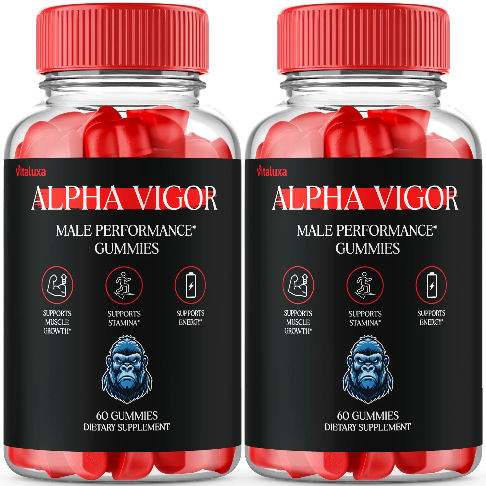 (2 Pack) Alpha Vigor for Men, Extra Strength Performance Gummies (120 Capsules)