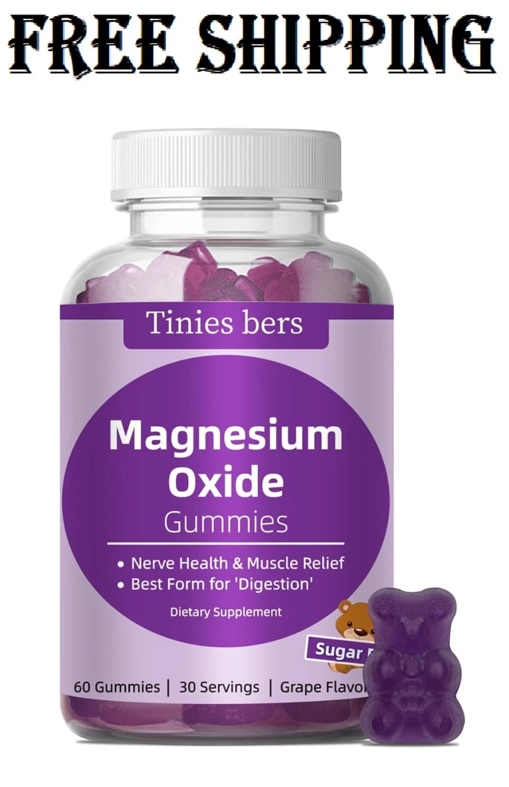 Magnesium Oxide Gummies 500Mg, Sugar Free for Adults & Kids, Best Mg Form for...