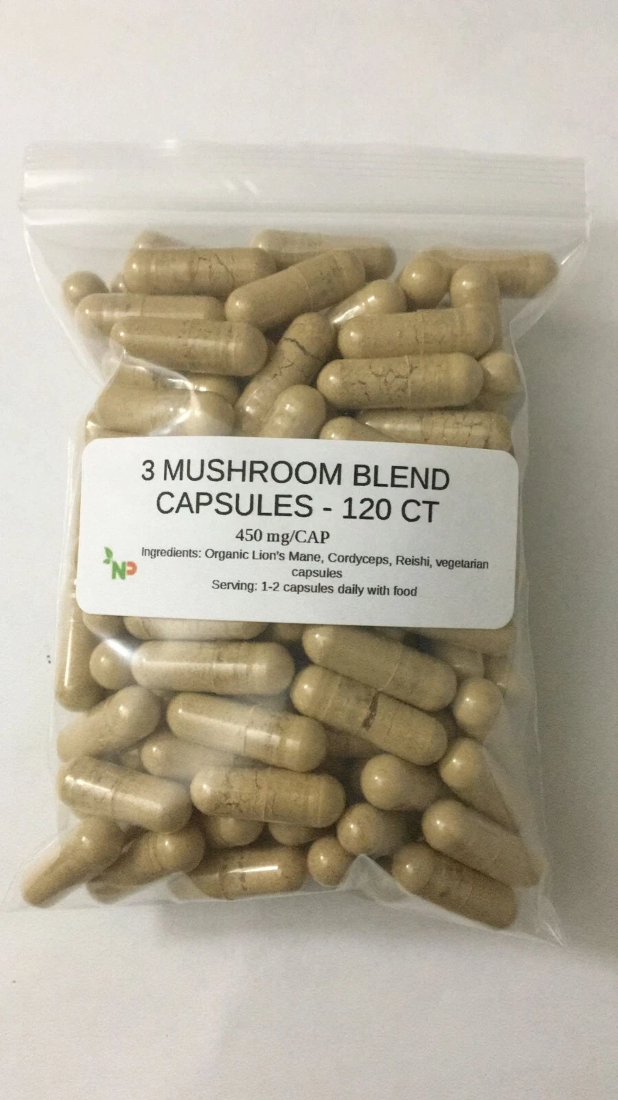 Mushrooms Blend-Lion’s Mane, Reishi, & Cordyceps 450 mg - Vegan Capsules