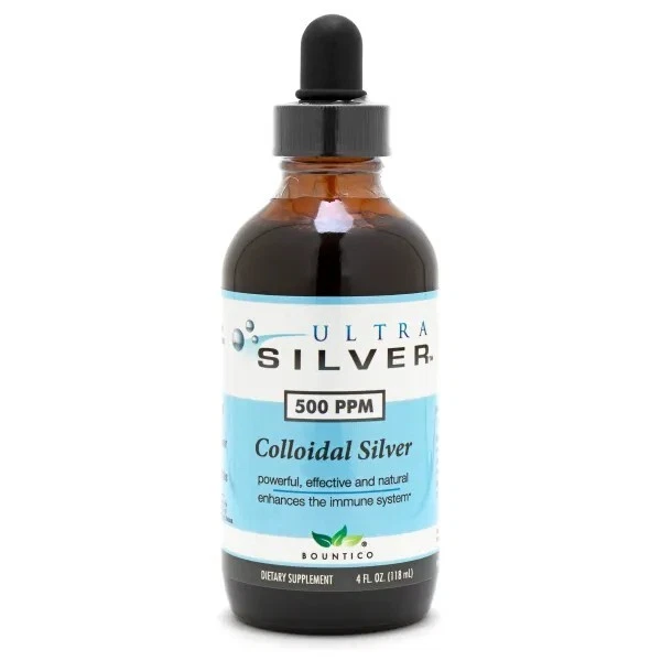 Ultra Silver Colloidal Silver 500PPM - 4oz Glass Dropper Bottle