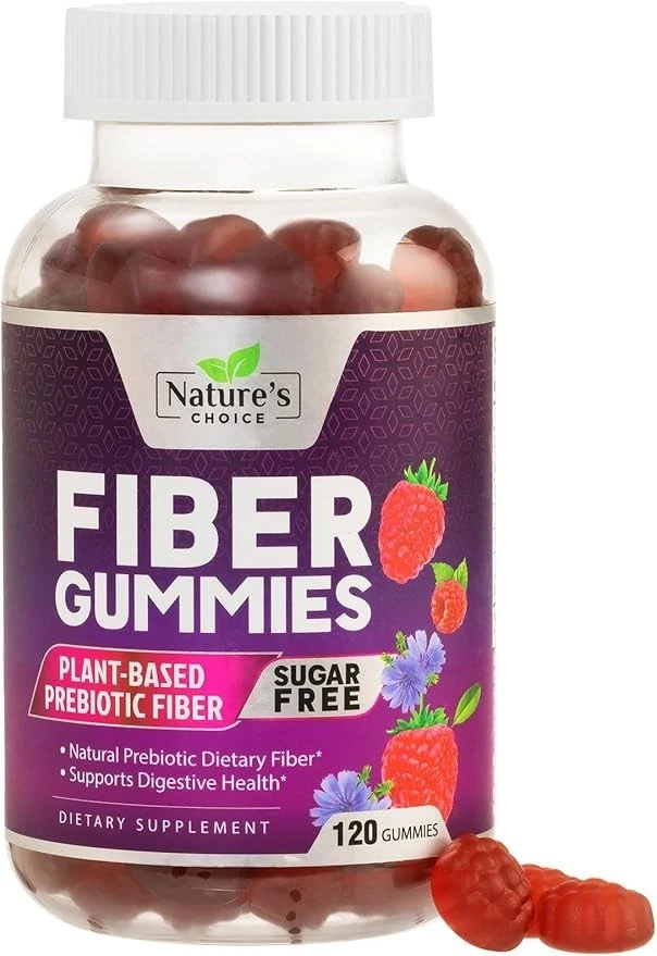 Sugar Free Fiber Gummies for Adults, Daily Prebiotic Natural Soluble Fiber Berry
