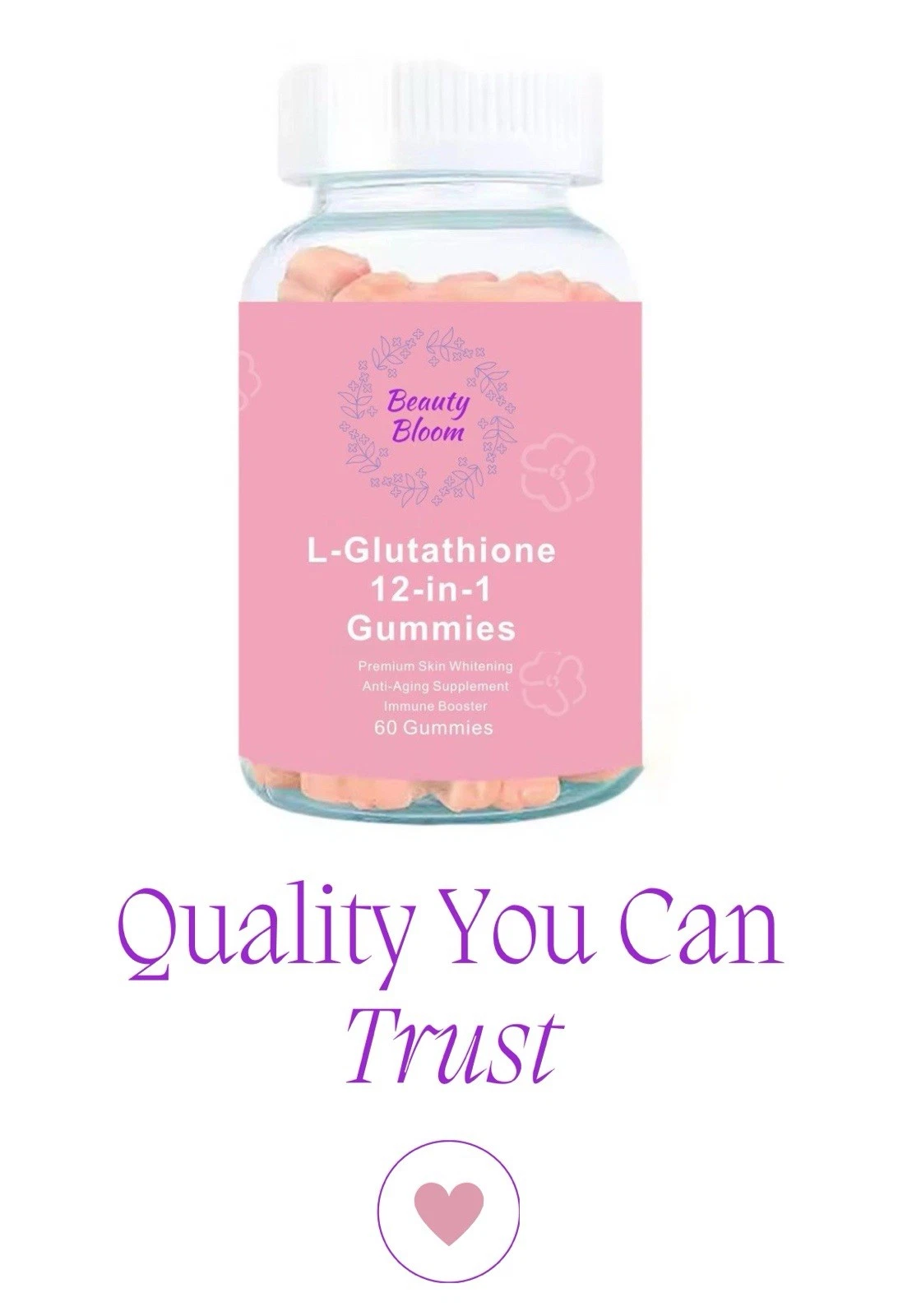 Beauty Bloom L-Glutathione 12-in-1 Gummies- Premium Skin Care+ Immunity Booster