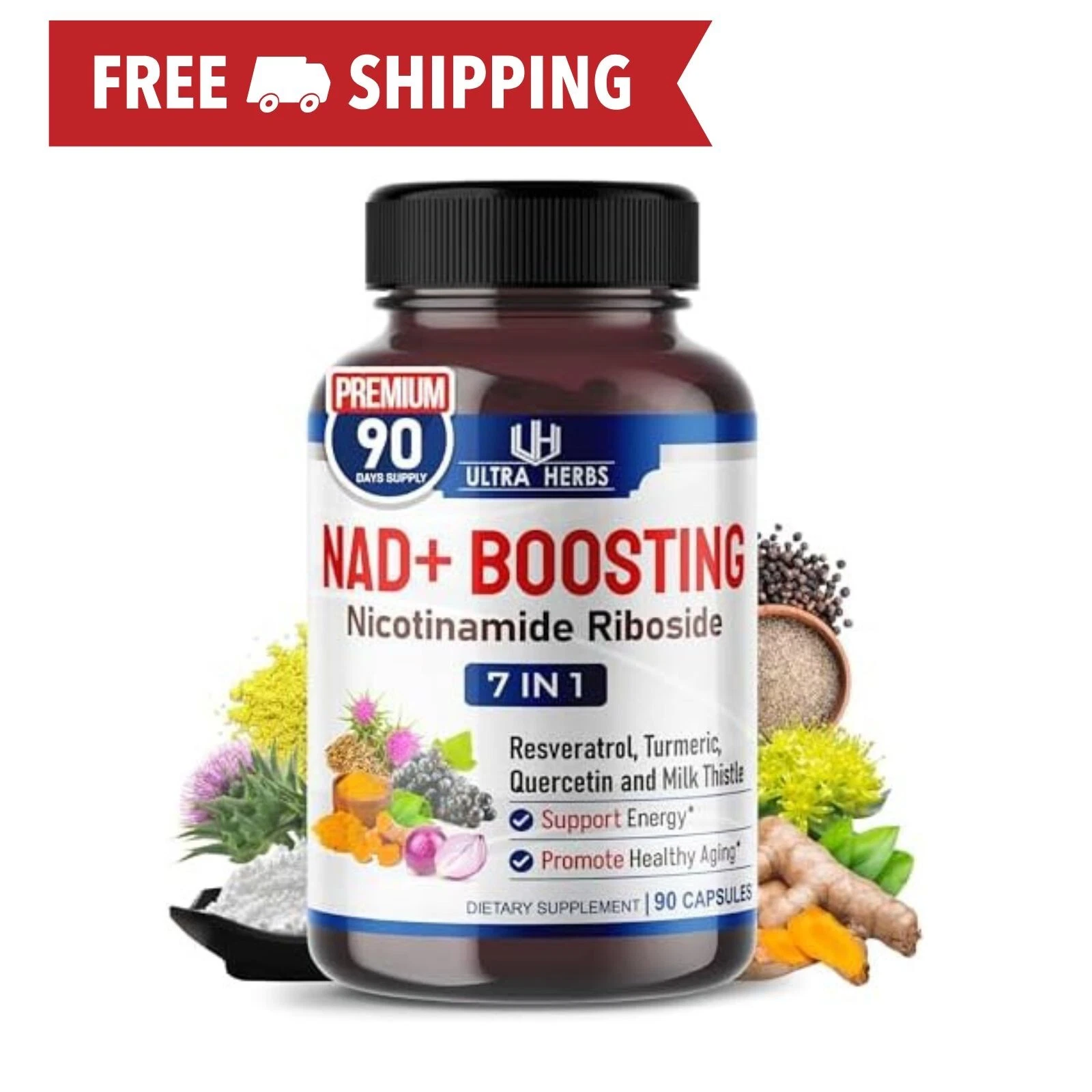 NAD+ Boosting Supplement 14,300 Mg NR with Resveratrol Quercetin Milk Thistle