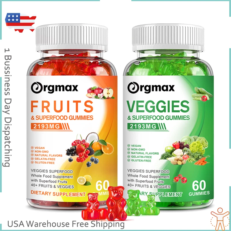 2Pack Organic Fruits and Veggies Gummies Balance of Daily Natural Supplement