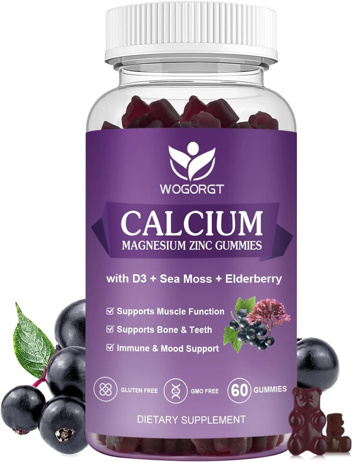 Calcium Magnesium Zinc Gummies with Vitamin D3 - High Absorption Complex Calcium