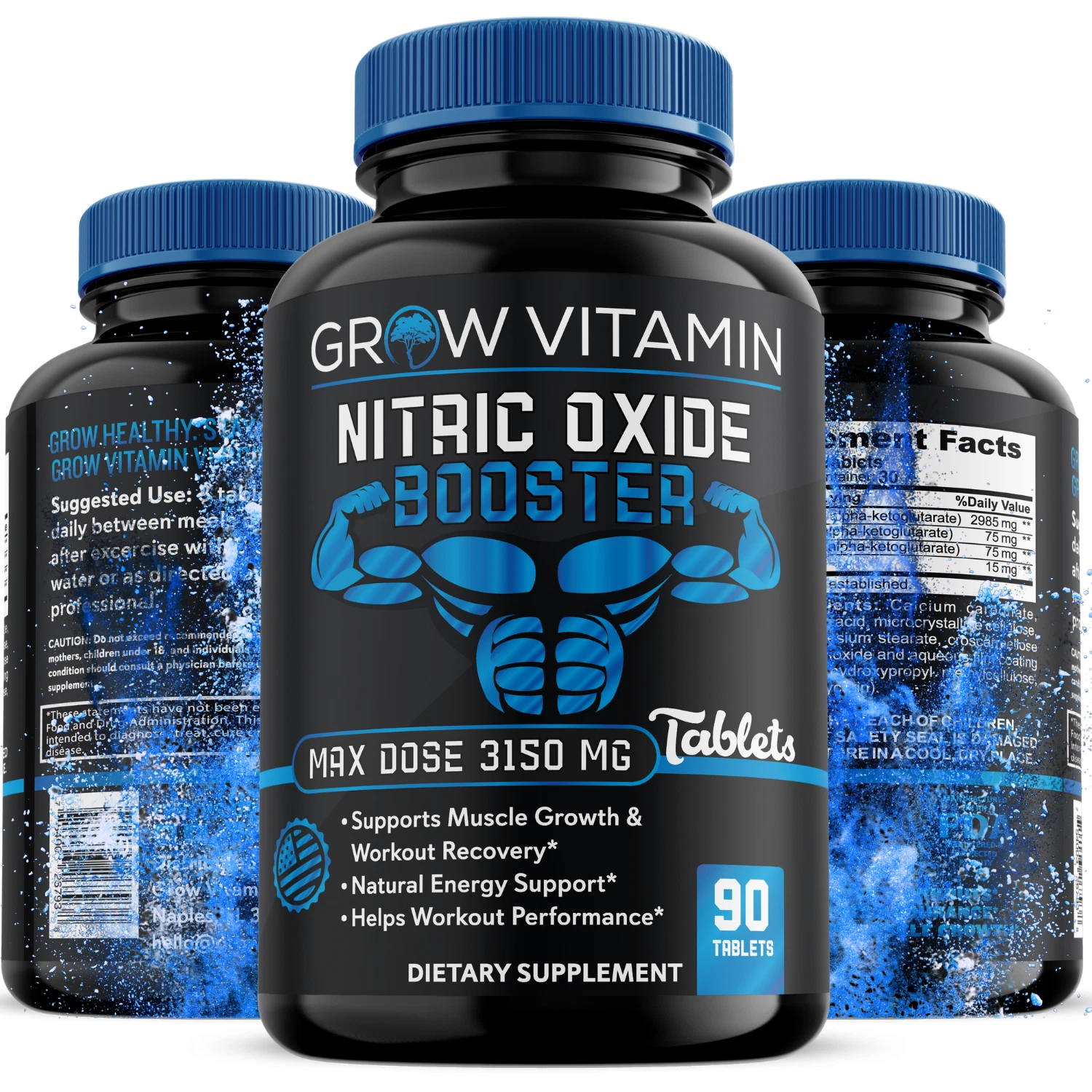 Nitric Oxide Booster Extra Strength Tablets, L-Arginine Supplement Muscle Growth