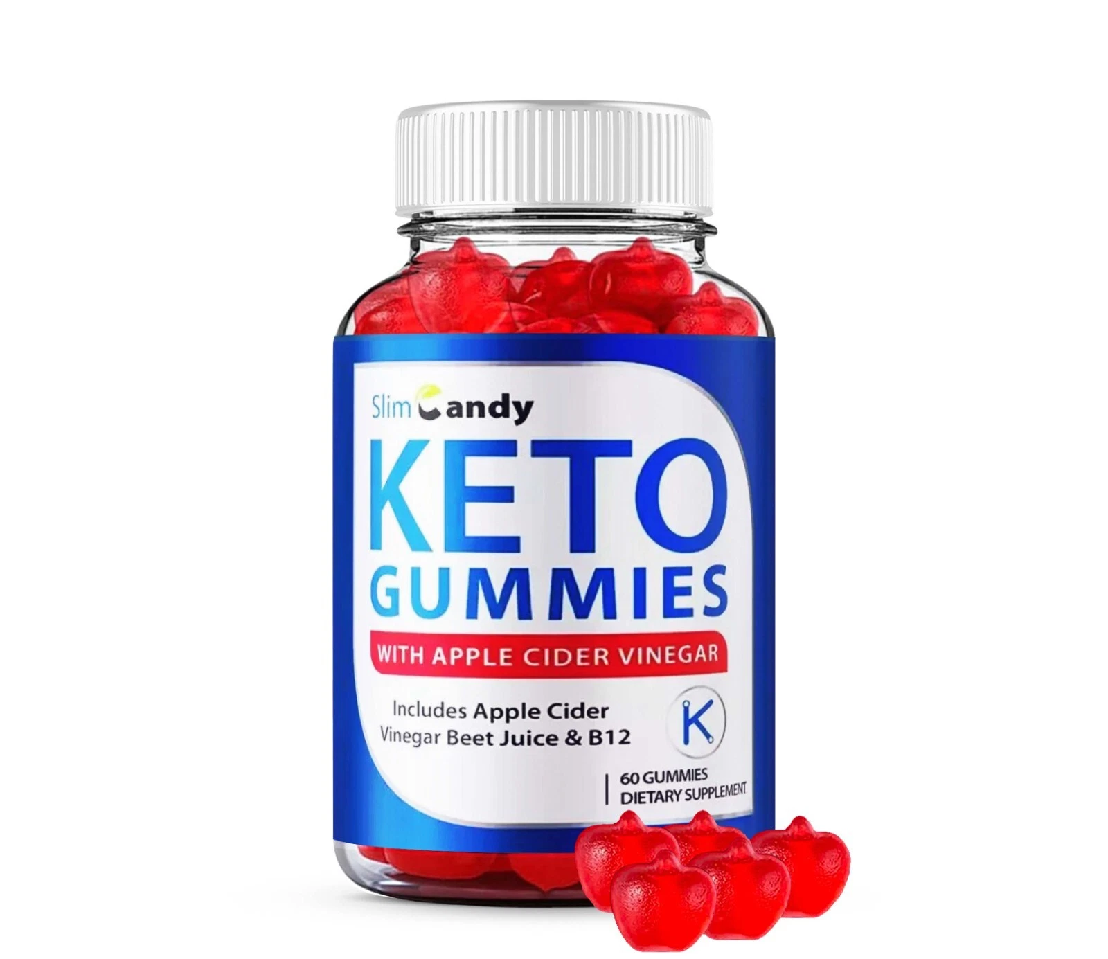SlimCandy Keto ACV Gummies Vitamins Gluten-Free Dietary Supplement (60 Gummies)