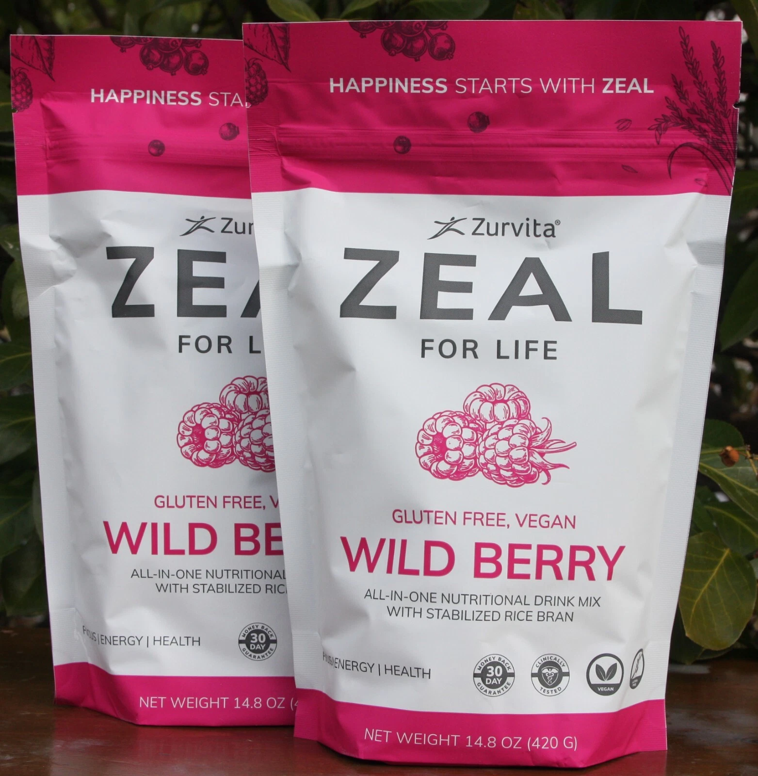 *2-Pack* Zurvita Zeal 30-Day Wellness Bag, Gluten Free, Vegan Wild Berry