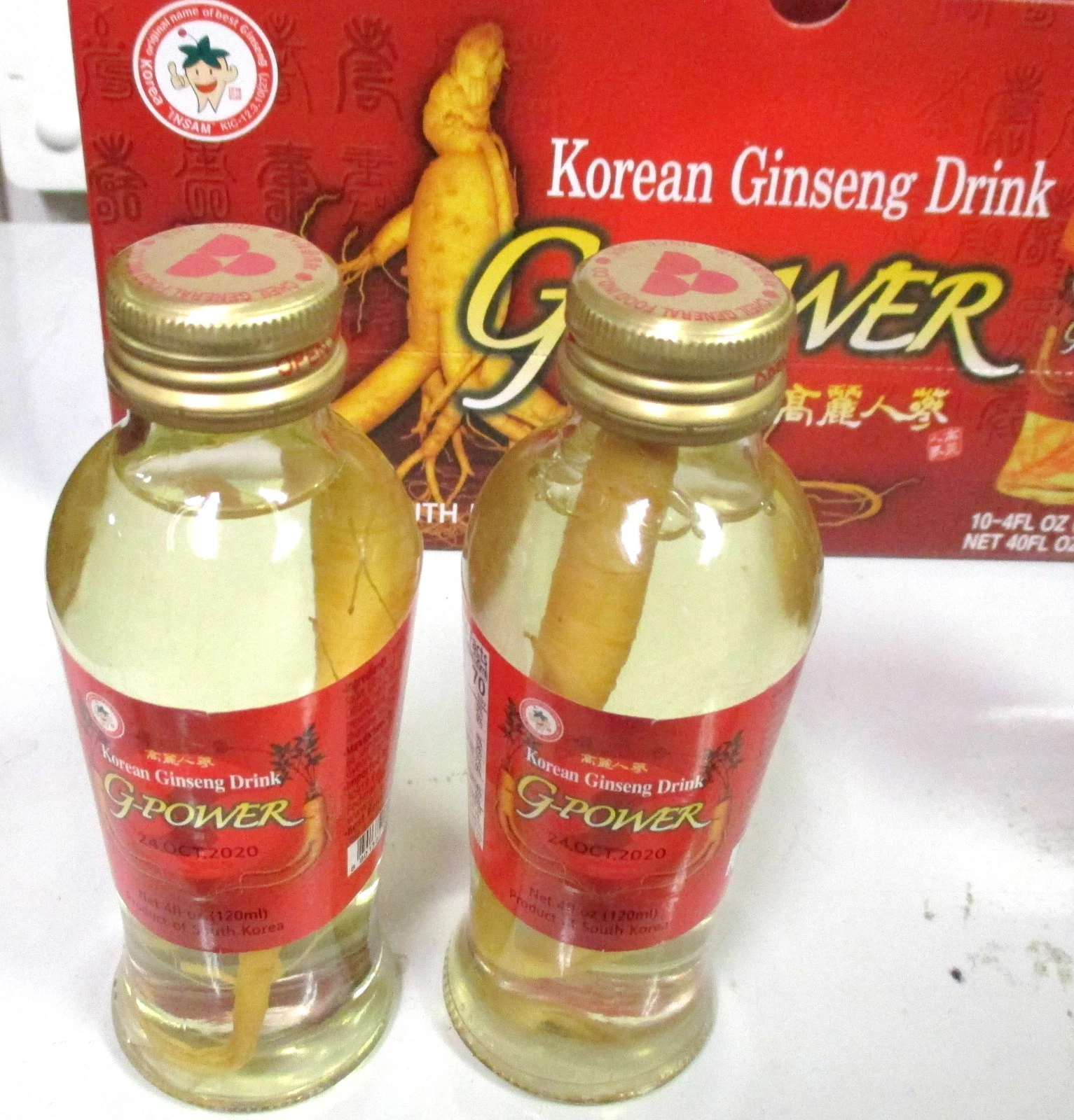 LOT OF 1,2, 4, 10 BOTTLE--KOREAN GINSENG DRINK WITH ROOT 120ML(4FL.OZ)