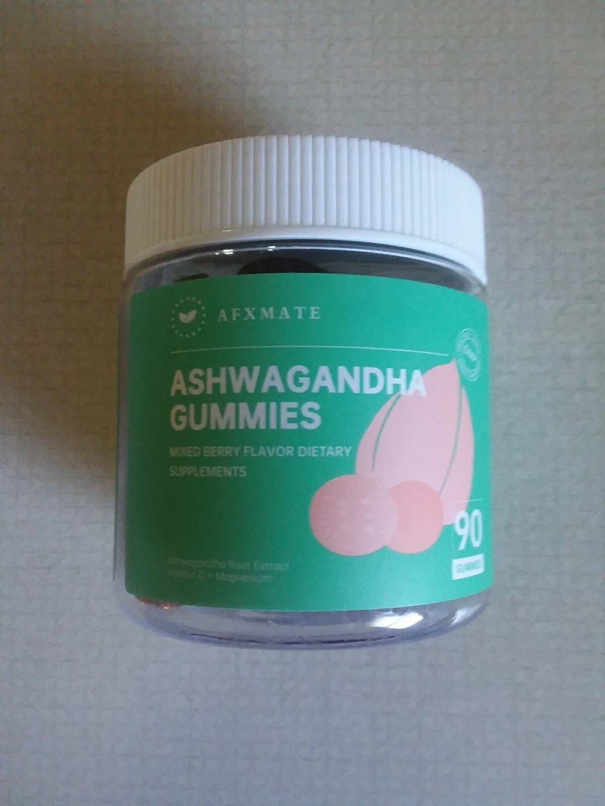 AFXMATE New Ashwagandha 90 Gummies Mixed Berry Flavored Root Extract Vitamin D +