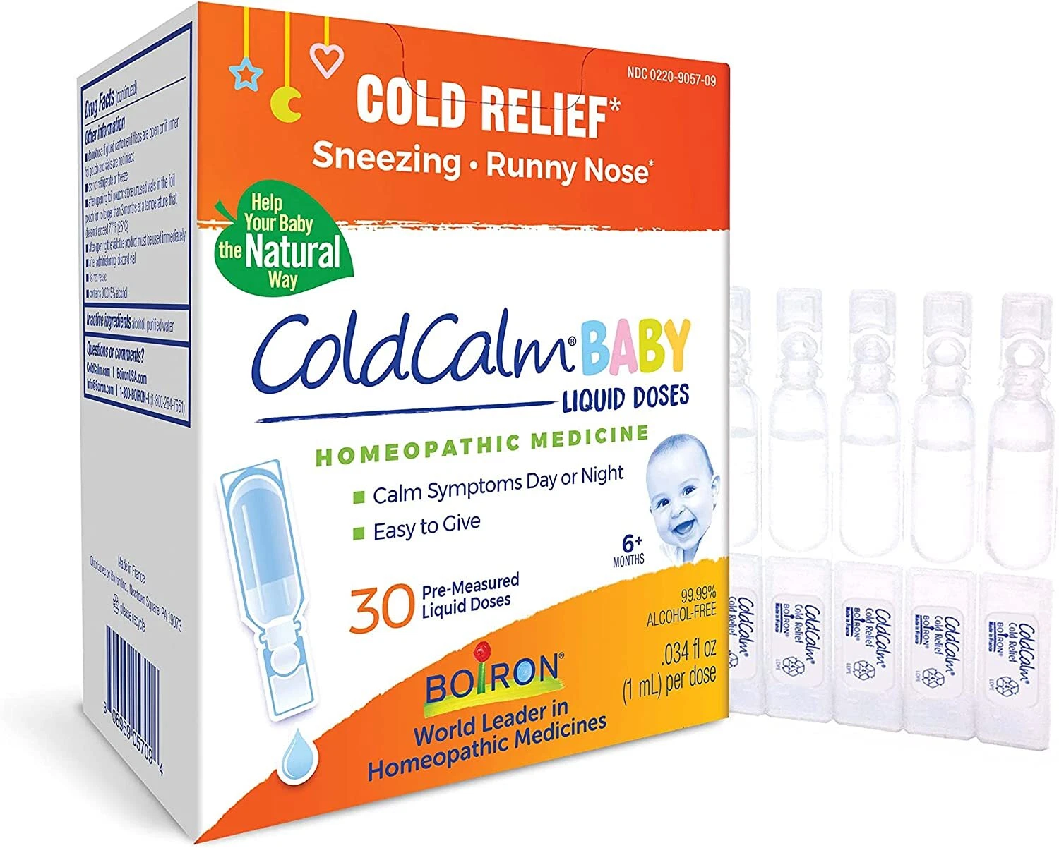Boiron ColdCalm Baby Liquid Doses Cold Relief, Sneezing, Runny Nose