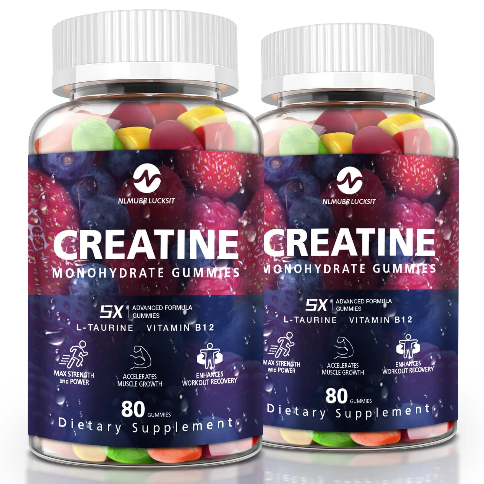 NLMUBR LUCKSIT Creatine Monohydrate Gummies - 5g for Men & Women, Creatine