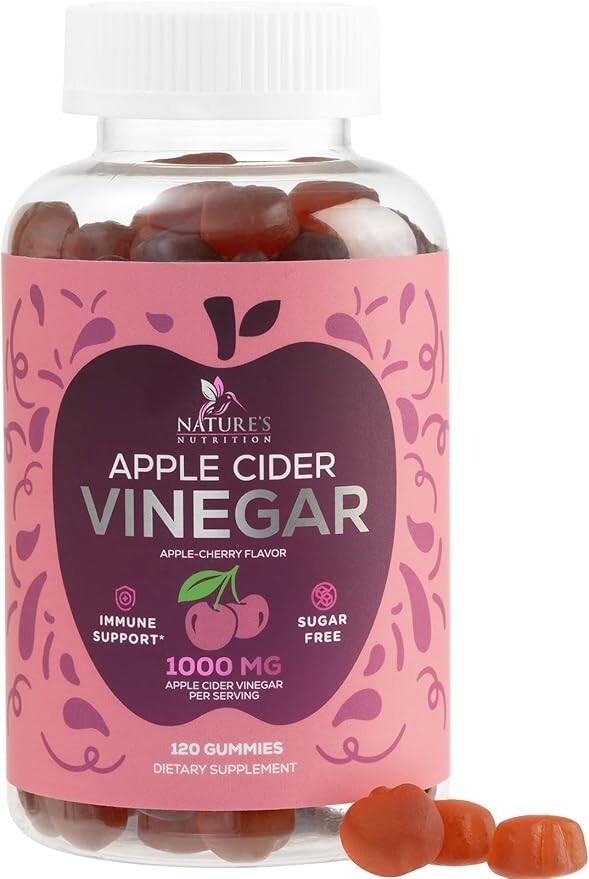 Vegan Apple Cider Vinegar Gummies 1000mg - Sugar Free ACV Vitamins Supplement